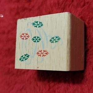 Snowflakes Mini with detail Wooden Rubber Stamp